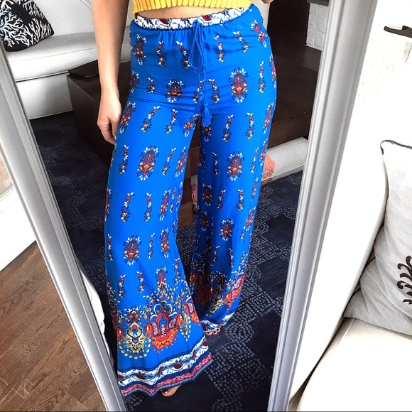 Flying Tomato Pants - Blue Red Abstract Wide Leg Pants! 🔹🔺